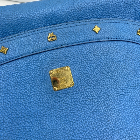 MCM Leather Pebbled Blue Two way bag - Picture 4 of 8